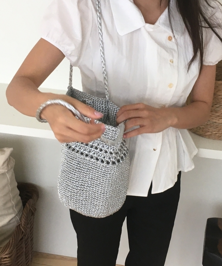 シルバーメッシュニットトートバッグ SILVER