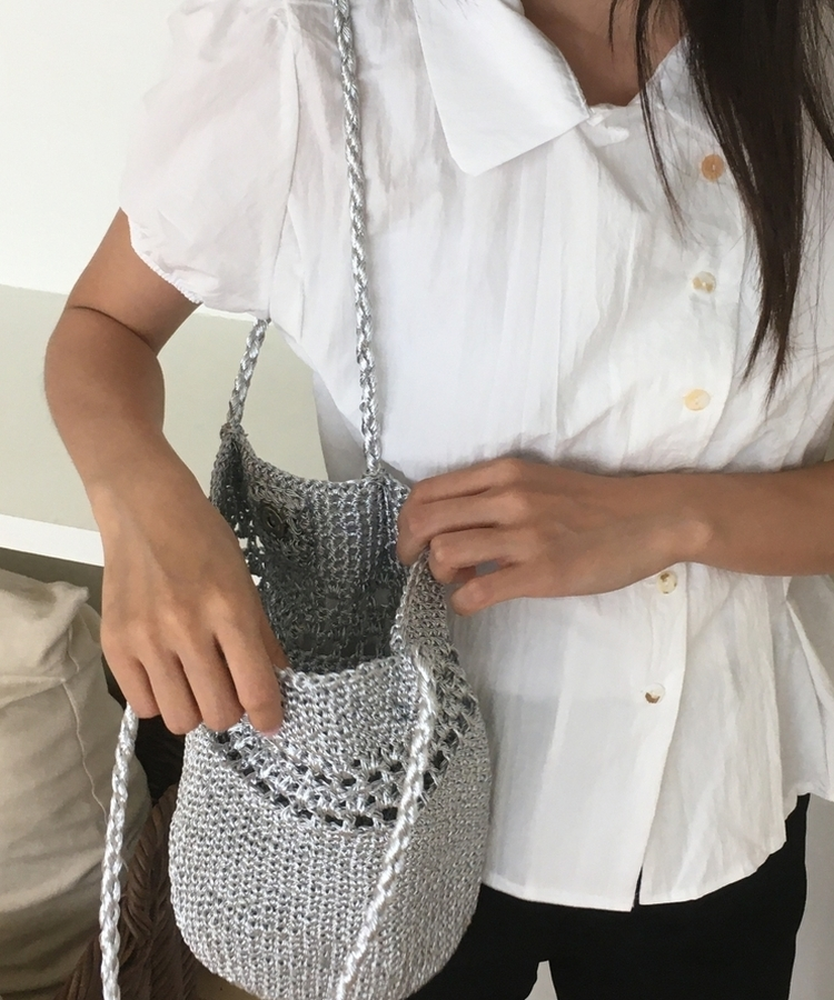 シルバーメッシュニットトートバッグ SILVER