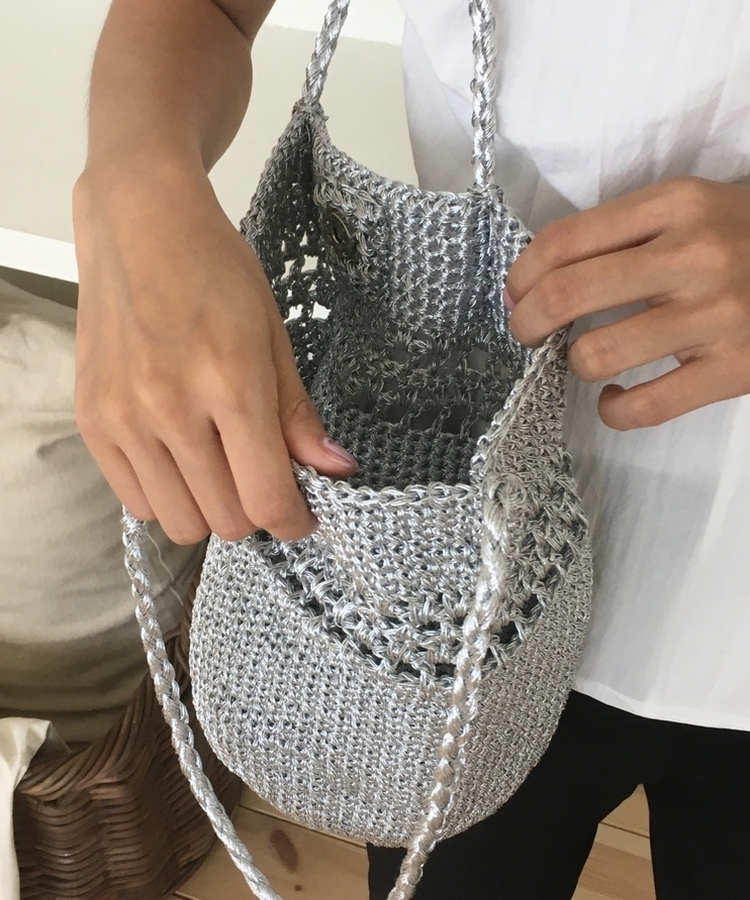シルバーメッシュニットトートバッグ SILVER