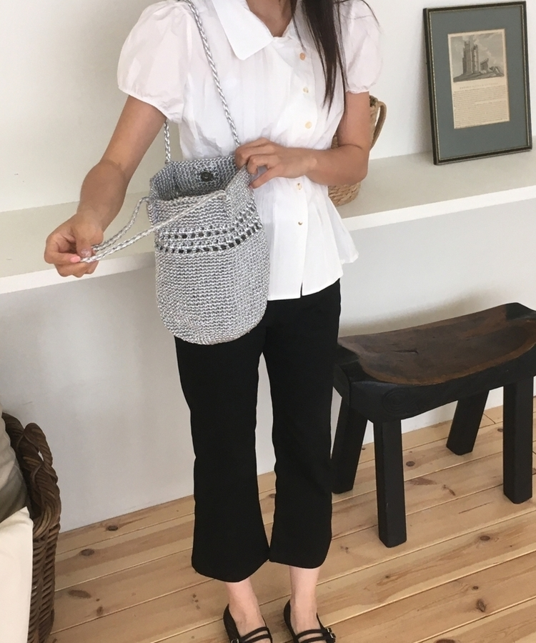 シルバーメッシュニットトートバッグ SILVER