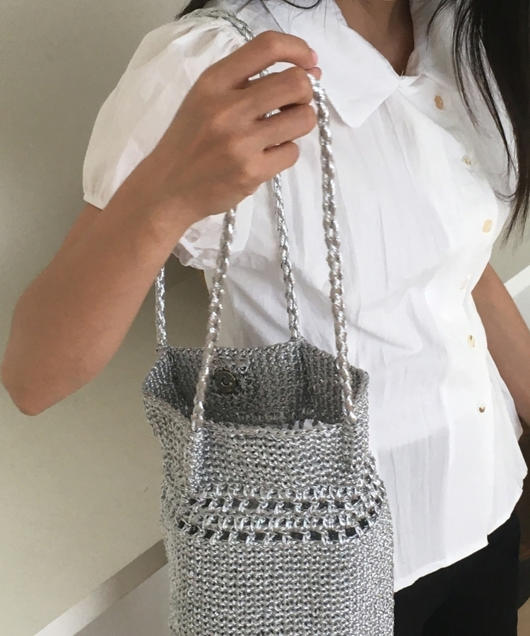 シルバーメッシュニットトートバッグ SILVER