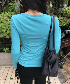 브이넥 헨리 긴팔티 민트