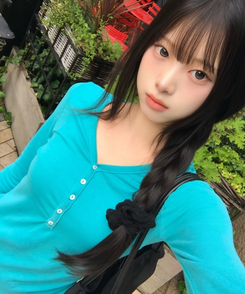 브이넥 헨리 긴팔티 민트