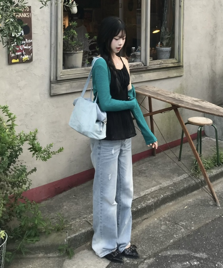 스웨이드 숄더백 블루