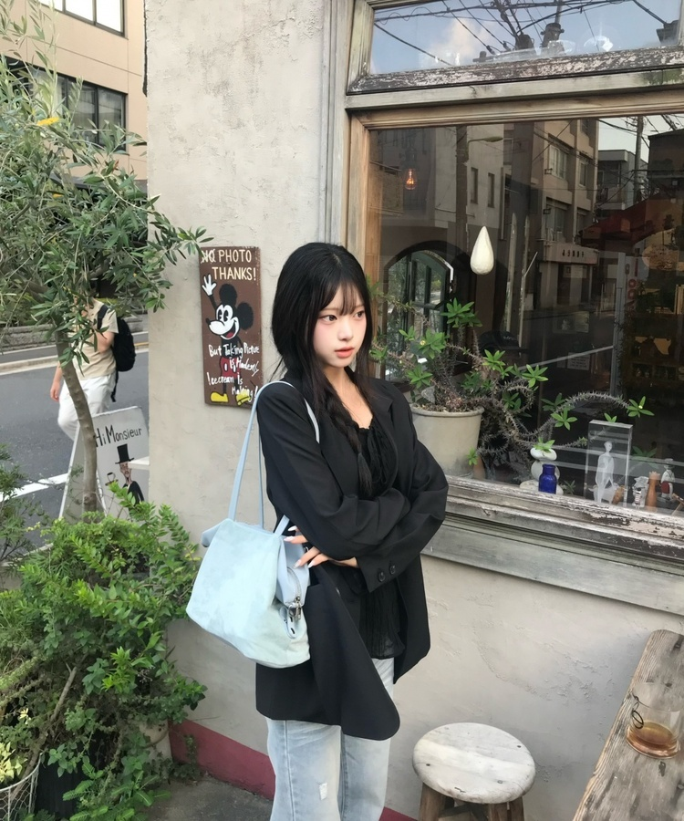 스웨이드 숄더백 블루