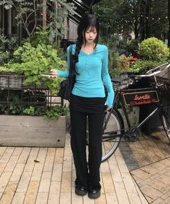 티아 스커트 랩 레깅스 바지 블랙