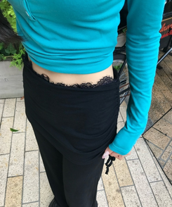 티아 스커트 랩 레깅스 바지 블랙