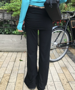 티아 스커트 랩 레깅스 바지 블랙