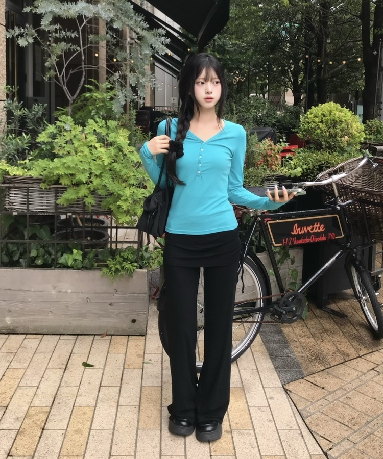 티아 스커트 랩 레깅스 바지 블랙