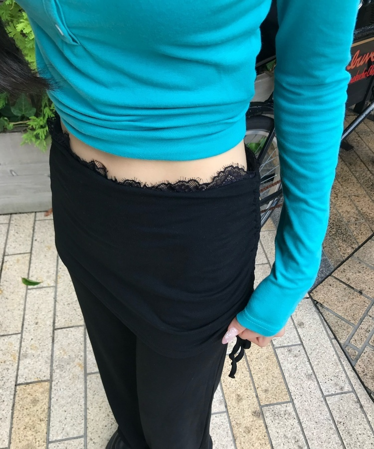 티아 스커트 랩 레깅스 바지 블랙