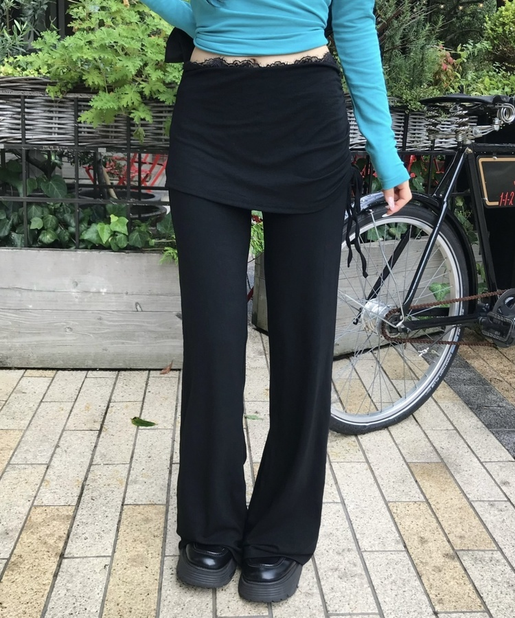 티아 스커트 랩 레깅스 바지 블랙