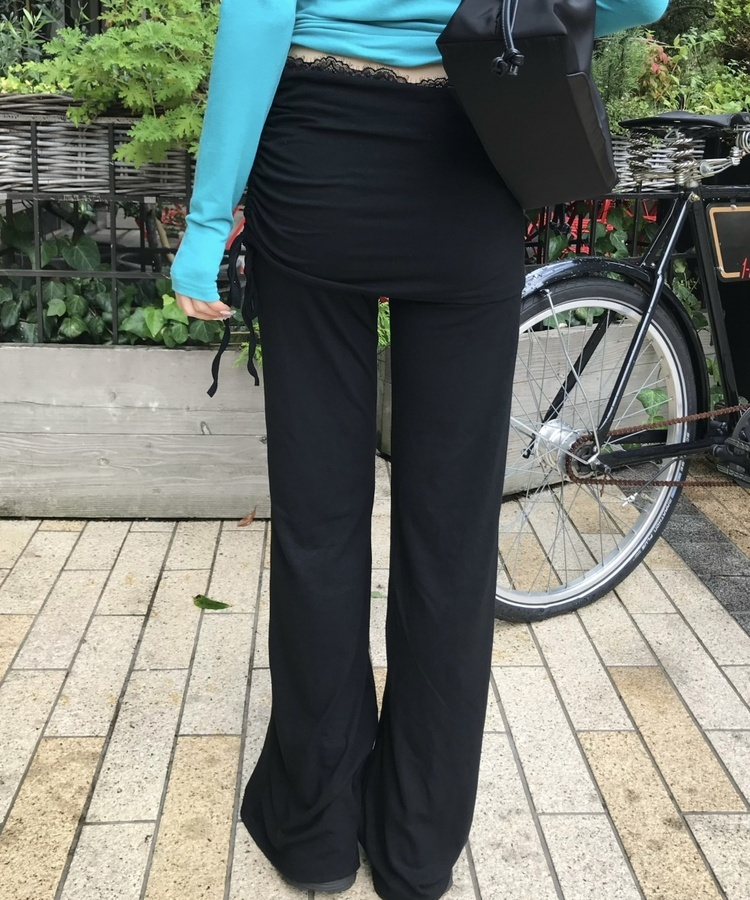 티아 스커트 랩 레깅스 바지 블랙