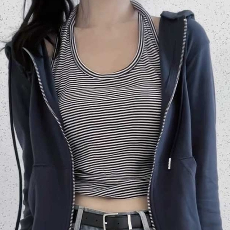 シンプルスリムジップアップフードトレーナー NAVY