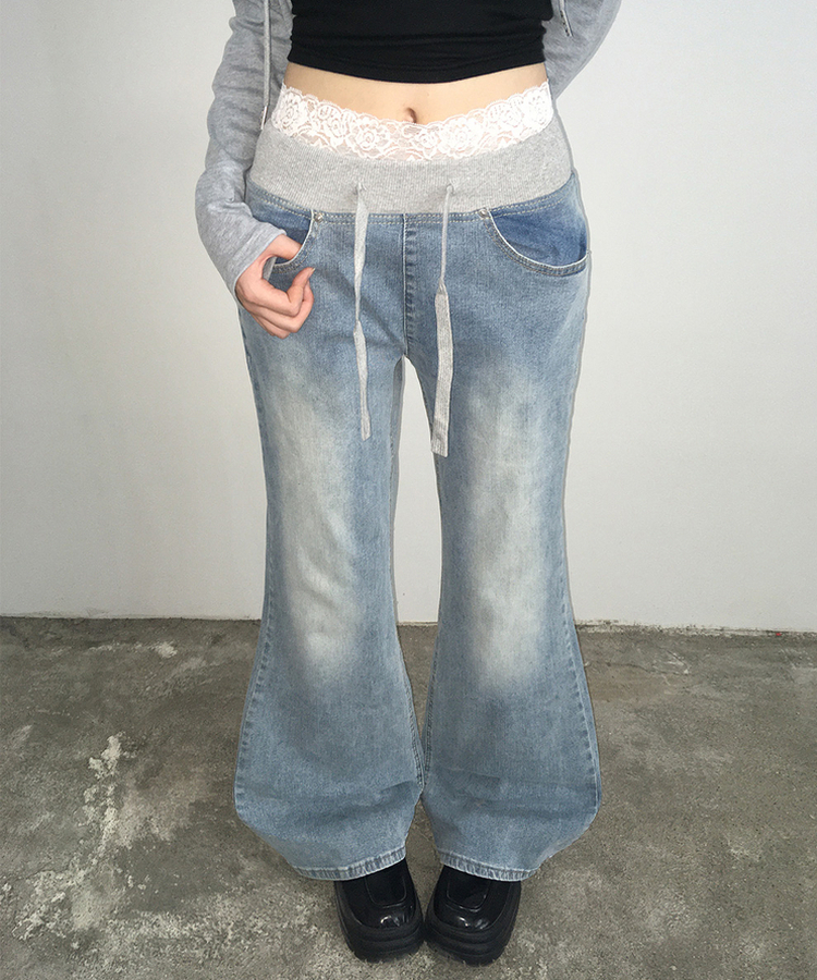 【丈別】ウォッシングブーツカットデニムパンツ LIGHT BLUE