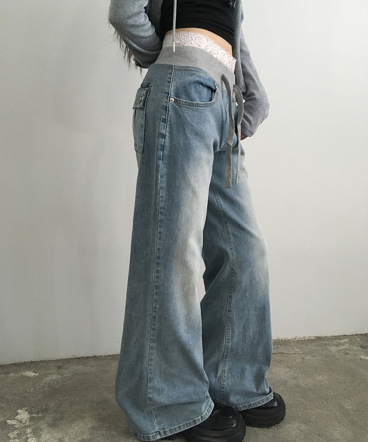【丈別】ウォッシングブーツカットデニムパンツ LIGHT BLUE