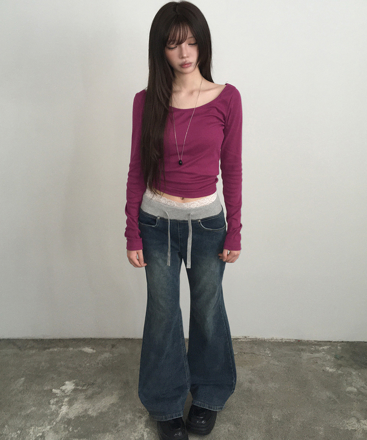 【丈別】ウォッシングブーツカットデニムパンツ MID DENIM