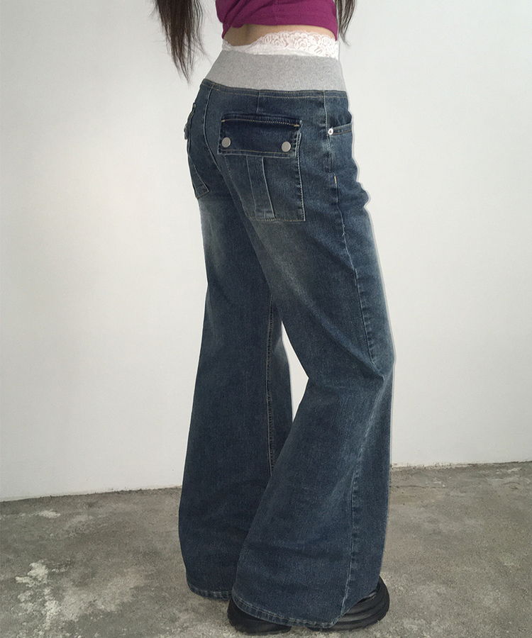 【丈別】ウォッシングブーツカットデニムパンツ MID DENIM