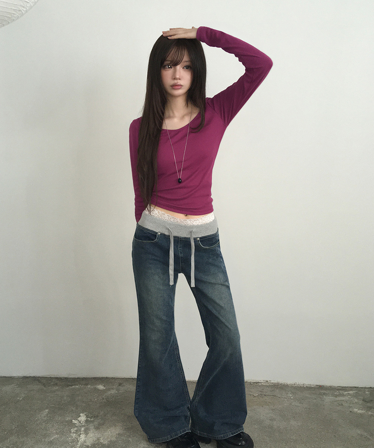 【丈別】ウォッシングブーツカットデニムパンツ MID DENIM