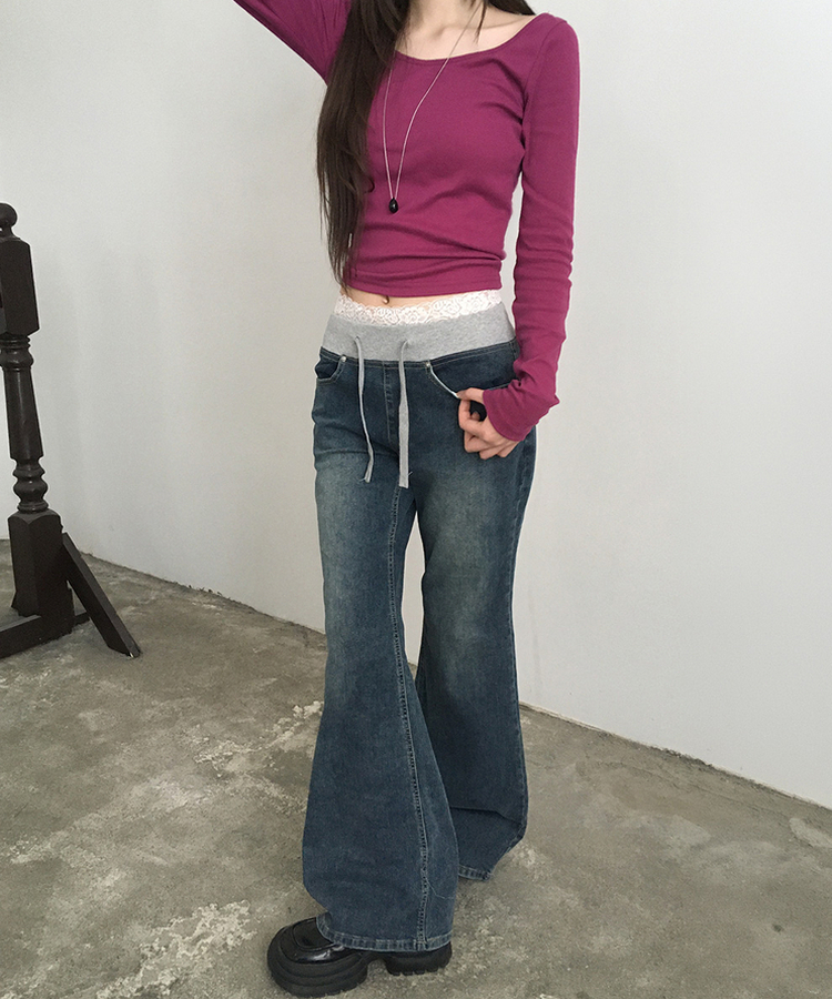 【丈別】ウォッシングブーツカットデニムパンツ MID DENIM