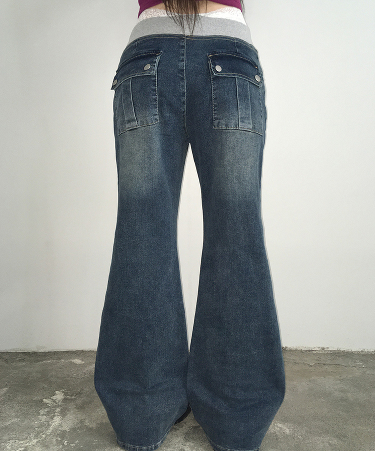 【丈別】ウォッシングブーツカットデニムパンツ MID DENIM
