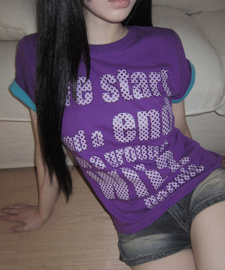 ベーシックロールアップ半袖Tシャツ(5color) PURPLE
