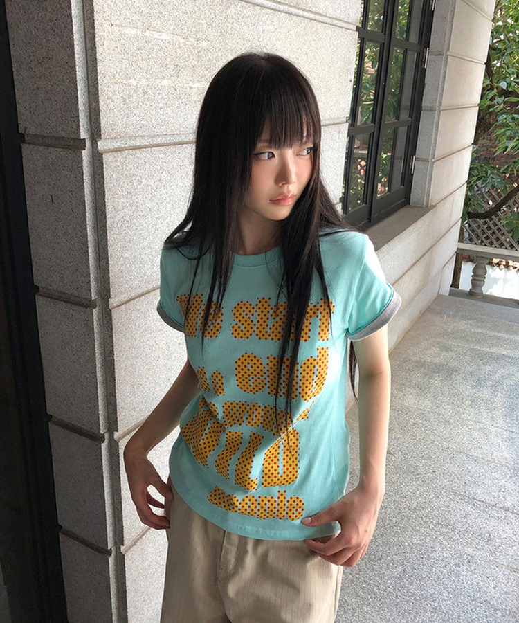 ベーシックロールアップ半袖Tシャツ(5color) MINT