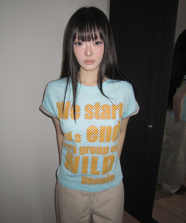 ベーシックロールアップ半袖Tシャツ(5color) MINT