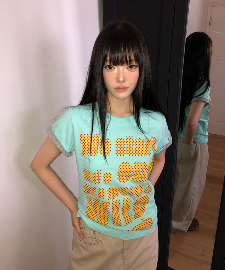 ベーシックロールアップ半袖Tシャツ(5color) MINT
