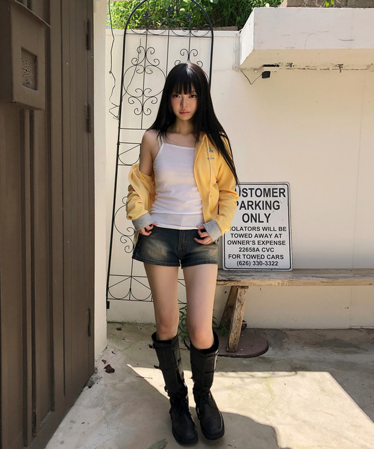 ジップアップフードトレーナー YELLOW