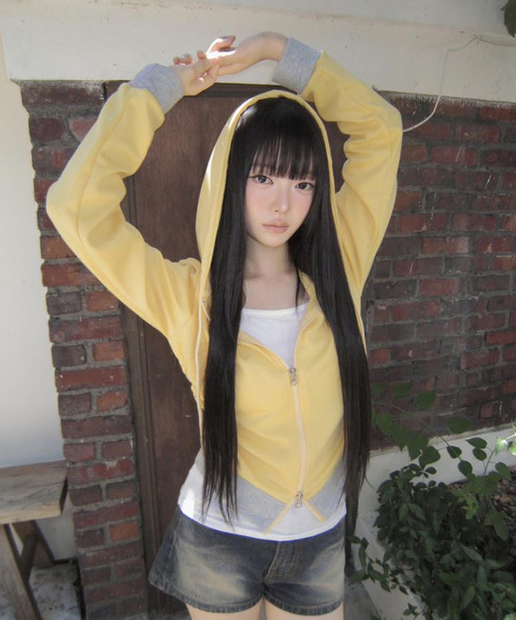 ジップアップフードトレーナー YELLOW