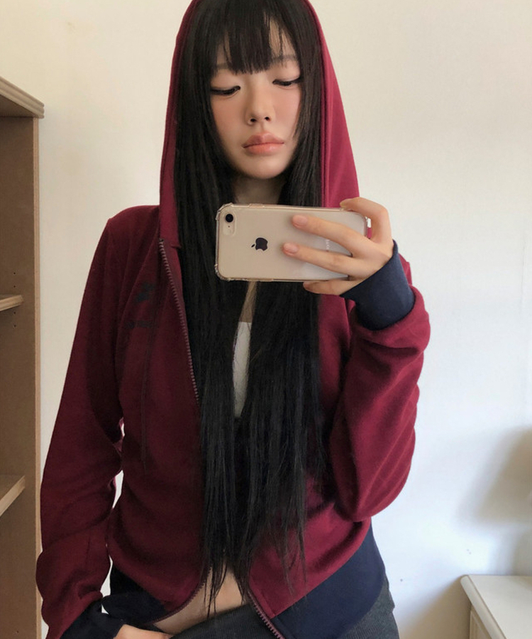 ジップアップフードトレーナー DARK WINE
