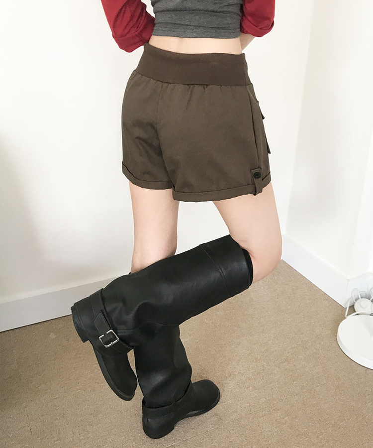 ロールアップカーゴAラインショートパンツ BROWN