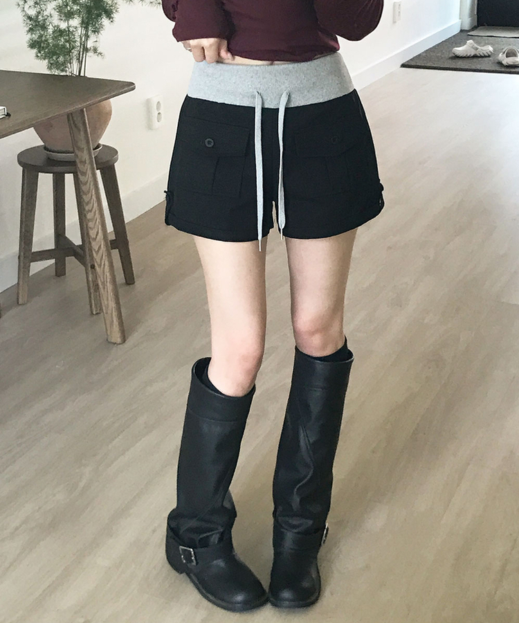 ロールアップカーゴAラインショートパンツ BLACK