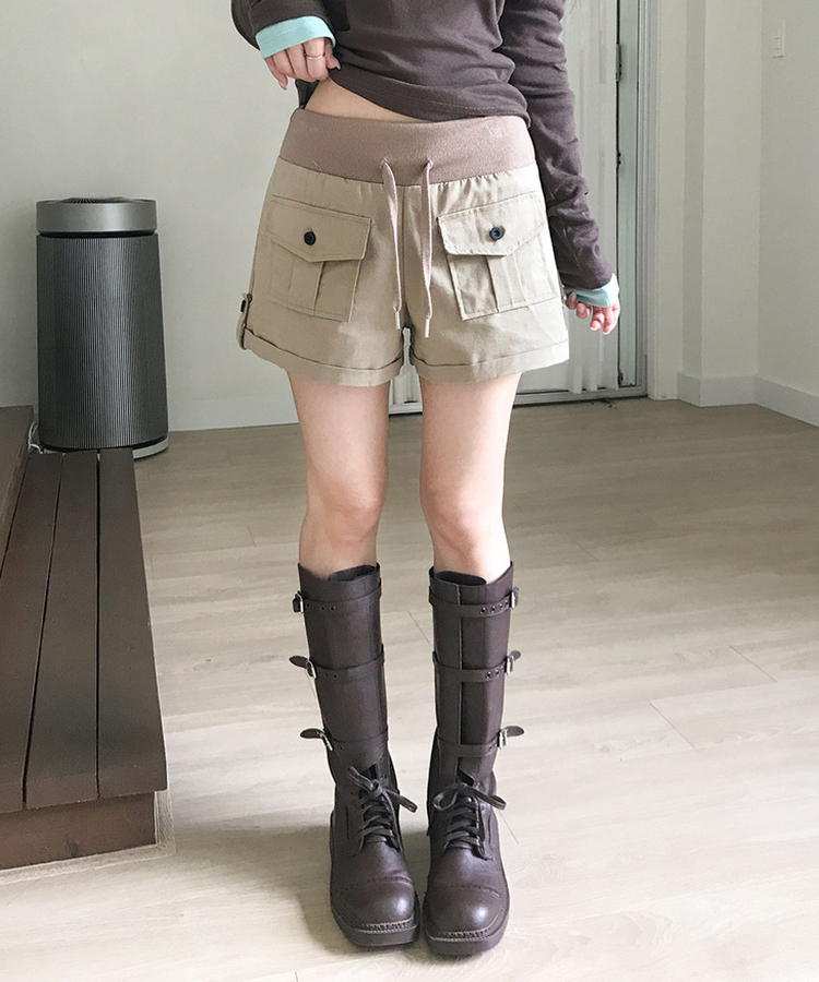 ロールアップカーゴAラインショートパンツ BEIGE