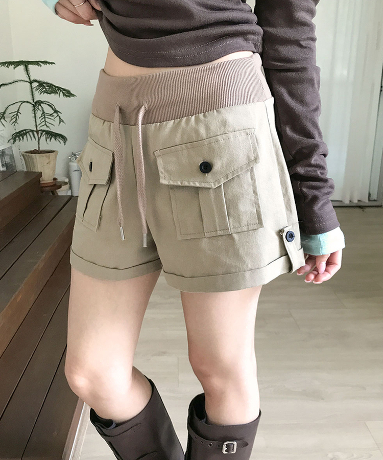 ロールアップカーゴAラインショートパンツ BEIGE