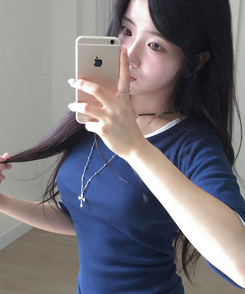 딥딥 라운드넥 슬림 7부 티셔츠 네이비