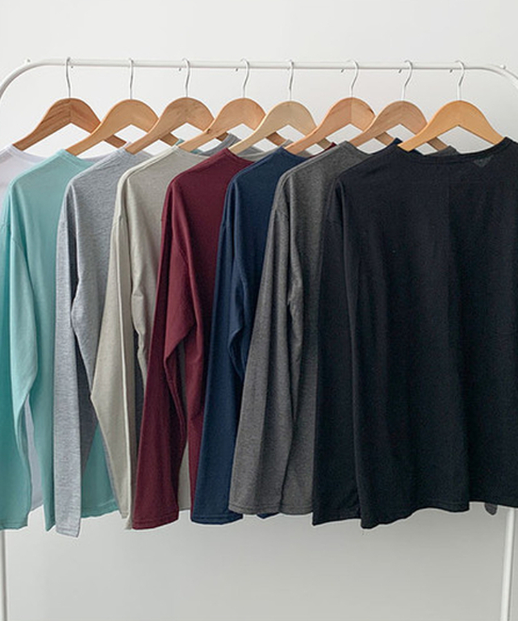 ヘンリーネックルーズ長袖Tシャツ(8color)