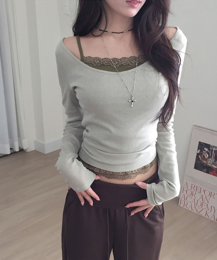 팰리 보트넥 슬림 긴팔 티셔츠 여름긴팔 카키