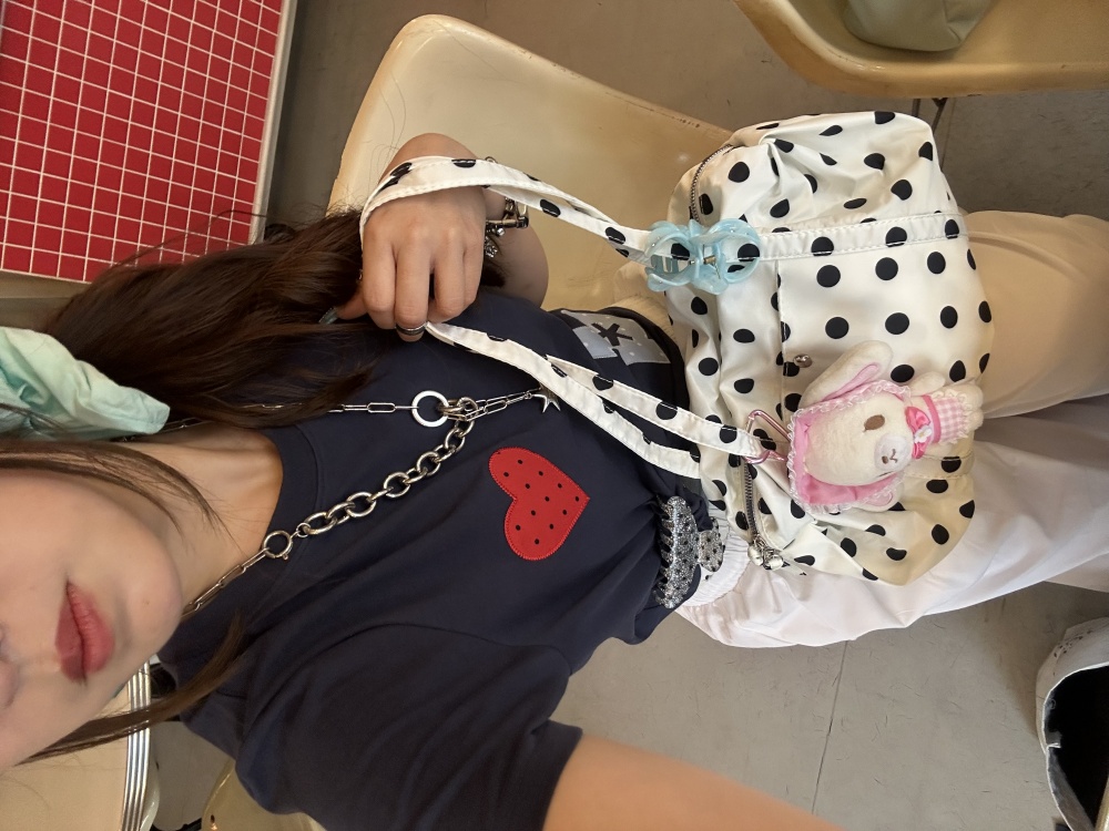 나일론 도트 보스턴백 화이트