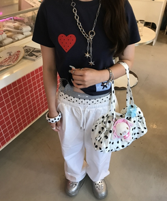 나일론 도트 보스턴백 화이트
