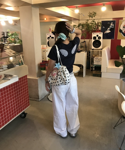 나일론 도트 보스턴백 화이트