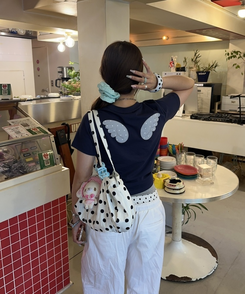 나일론 도트 보스턴백 화이트