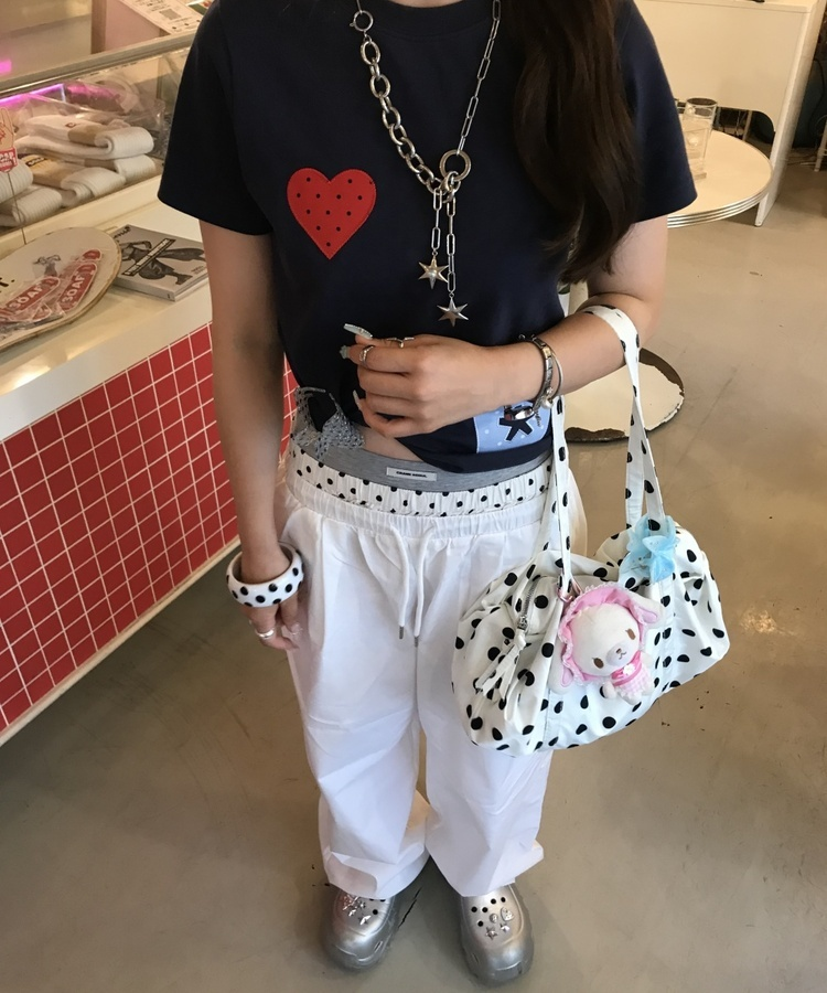 나일론 도트 보스턴백 화이트