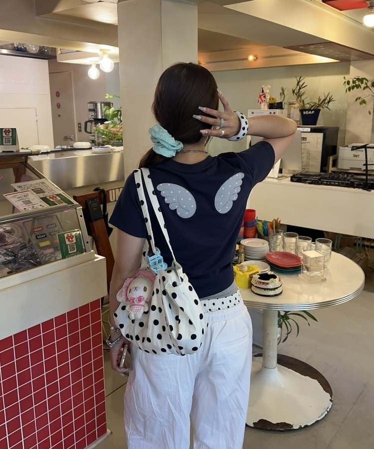 나일론 도트 보스턴백 화이트