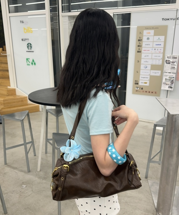 골드 빈티지 숄더백 브라운