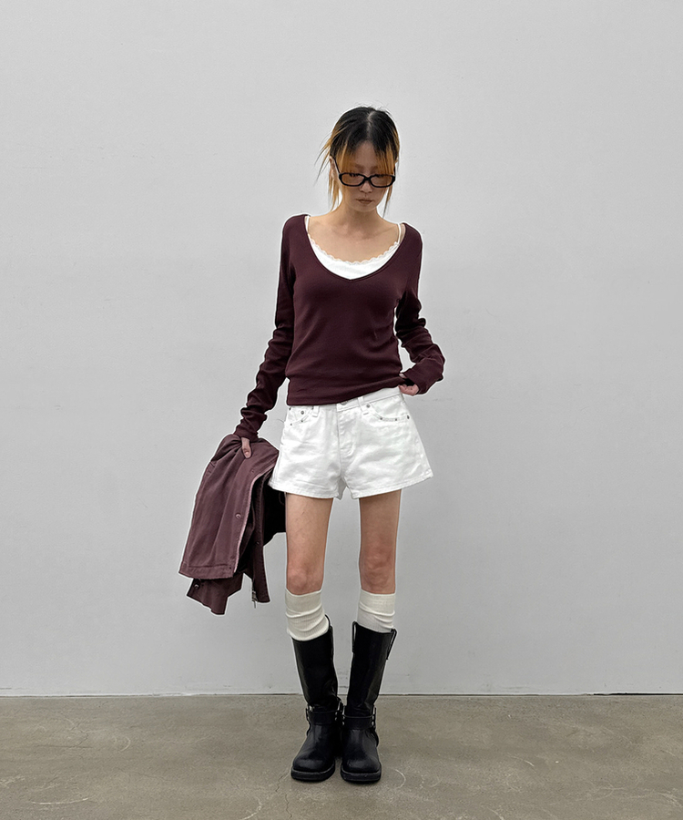 スタッズショートパンツ IVORY