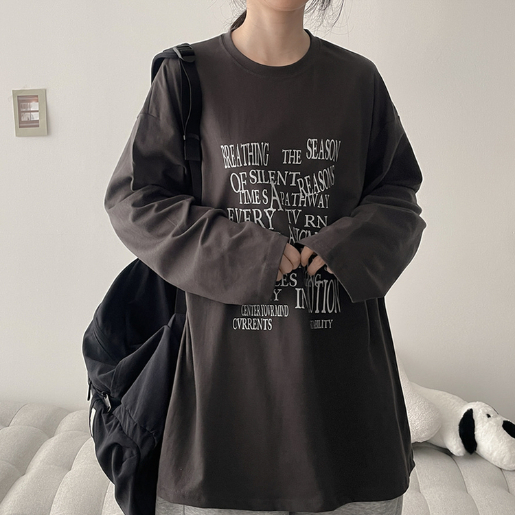 オーバーサイズ長袖Tシャツ CHARCOAL