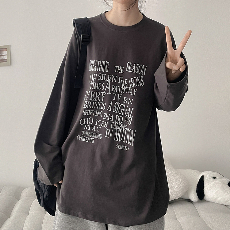 オーバーサイズ長袖Tシャツ CHARCOAL