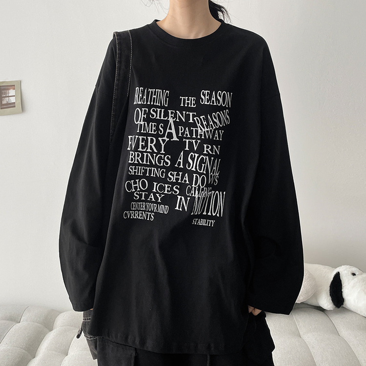 オーバーサイズ長袖Tシャツ BLACK