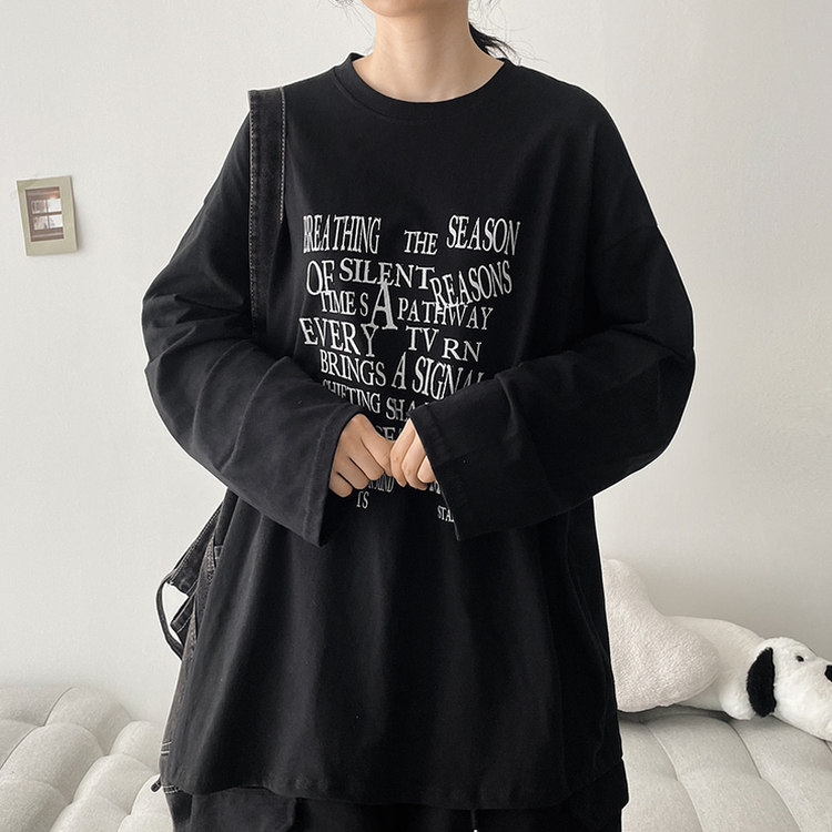 オーバーサイズ長袖Tシャツ BLACK